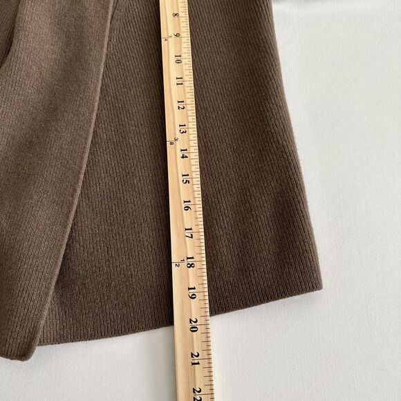 Theory Cashmere Wool Cardigan Sweater Womens Small Brown Rib Knit Open Front - Picture 9 of 10